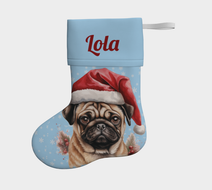 Santa Pug Personalized Stocking (Made in Canada)