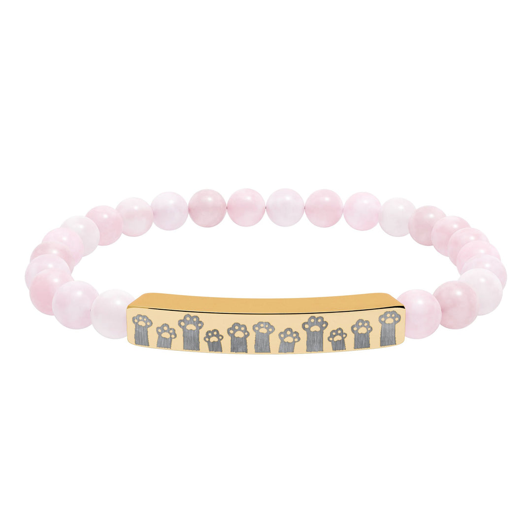 Paw Prints Natural Stone Engraved Bar Bracelet