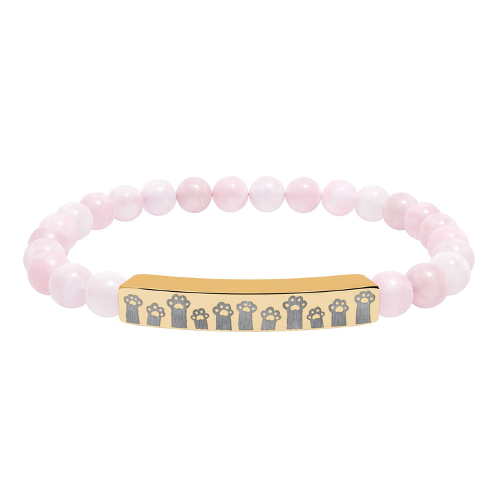 Paw Prints Natural Stone Engraved Bar Bracelet