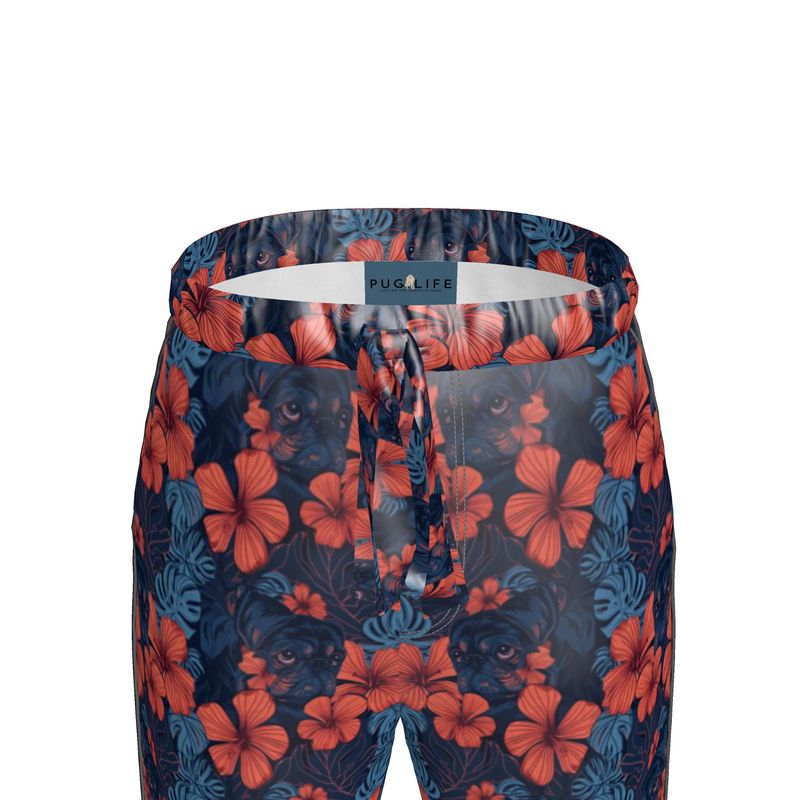 Tropical Pug Silk or Cotton Luxury Women's Pajamas sizes up to 7XL