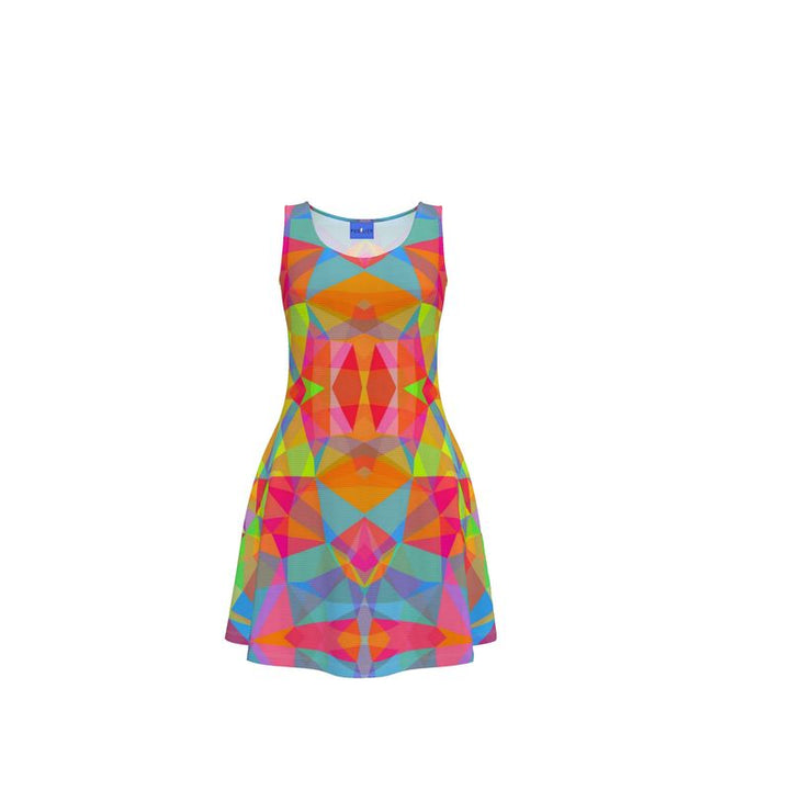 Abstract Neon Skater Tank Dress