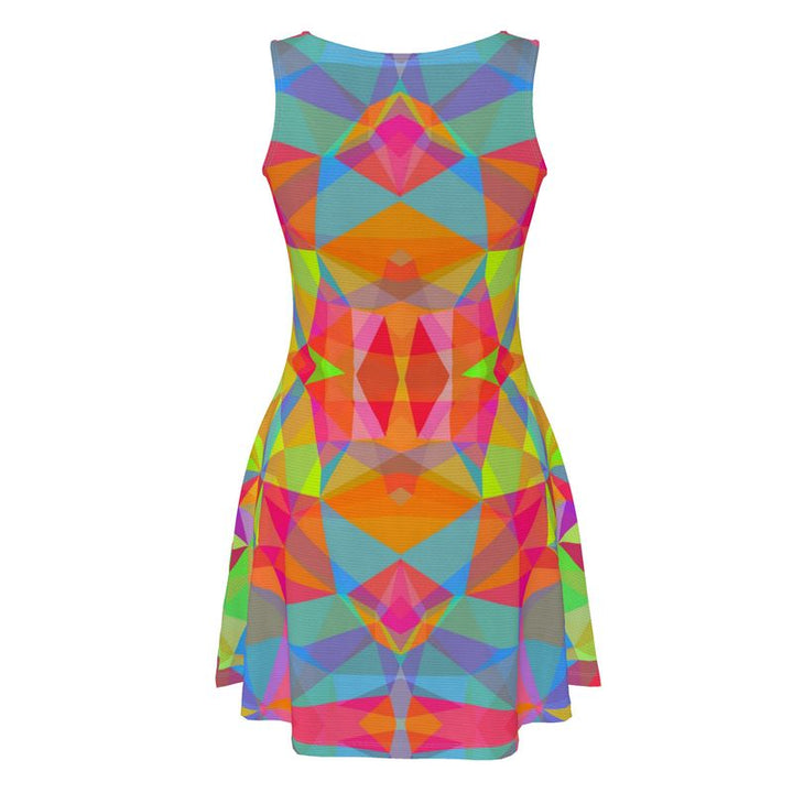 Abstract Neon Skater Tank Dress