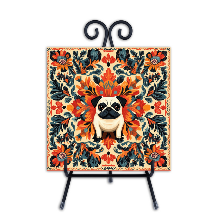 Scandanavian Inspired Pug Tile with Stand