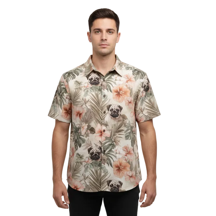 Earthen Tropical Pug Aloha Shirt