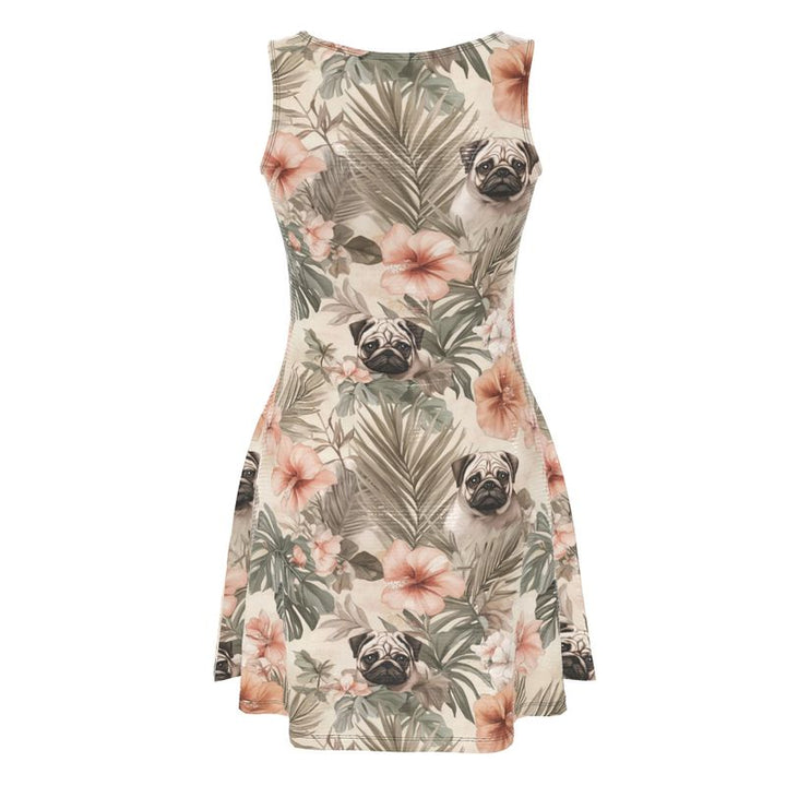 Earthen Tropical Pug Skater Dress