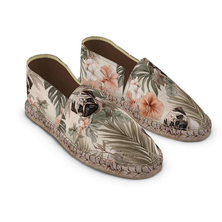 Earthen Tropical Pug Espadrilles, Unisex