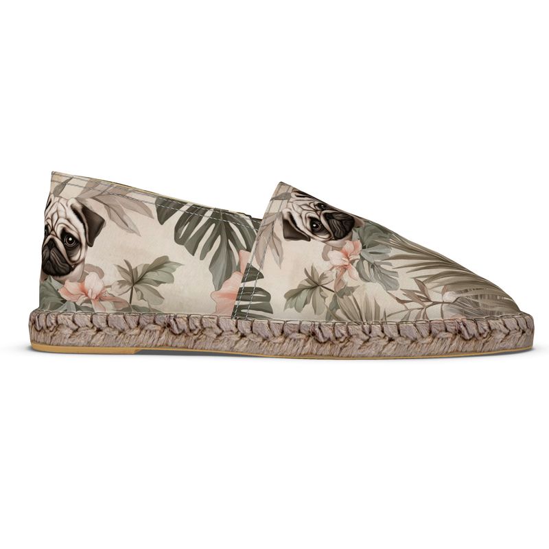 Earthen Tropical Pug Espadrilles, Unisex