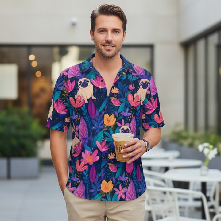 Purple Pug Haze Aloha Shirt
