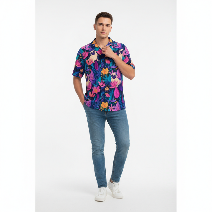 Purple Pug Haze Aloha Shirt