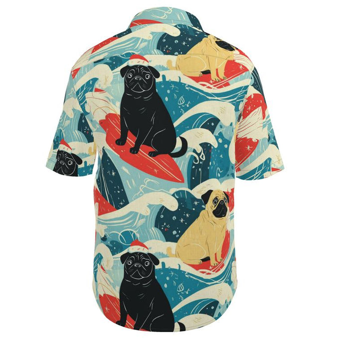 Surf Santa Pug Aloha Shirt