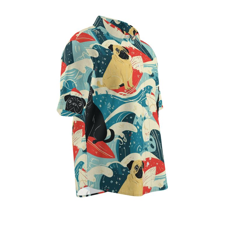 Surf Santa Pug Aloha Shirt