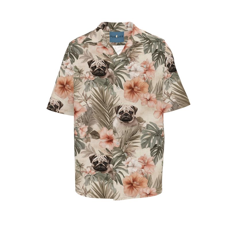 Earthen Tropical Pug Resort Shirt with Pocket