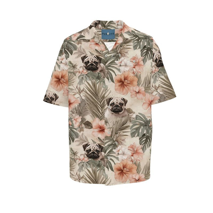 Earthen Tropical Pug Resort Shirt with Pocket