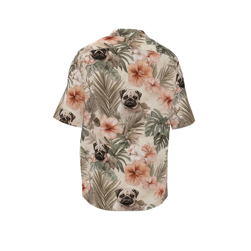 Earthen Tropical Pug Resort Shirt with Pocket