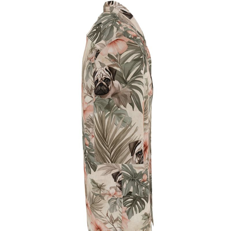 Earthen Tropical Pug Resort Shirt with Pocket