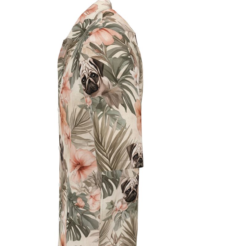 Earthen Tropical Pug Resort Shirt with Pocket