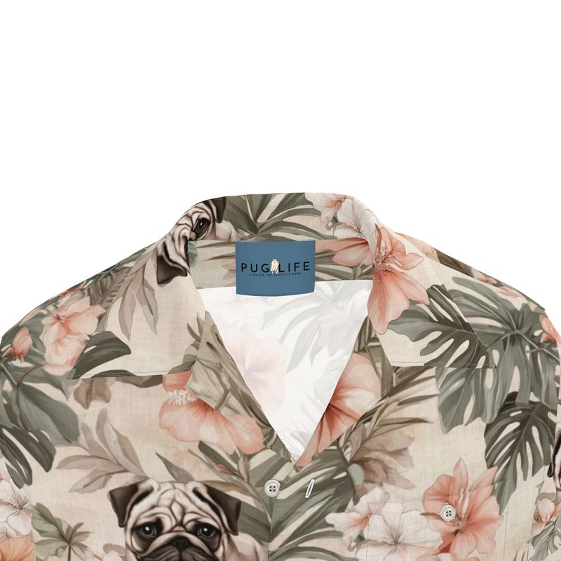 Earthen Tropical Pug Resort Shirt with Pocket