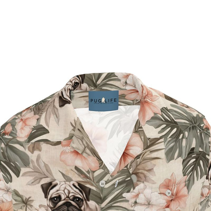 Earthen Tropical Pug Resort Shirt with Pocket