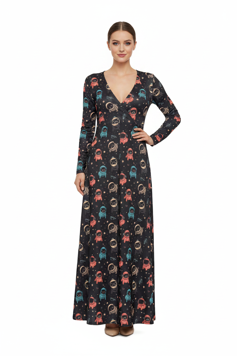 Space Pug Duster Cardigan Dress
