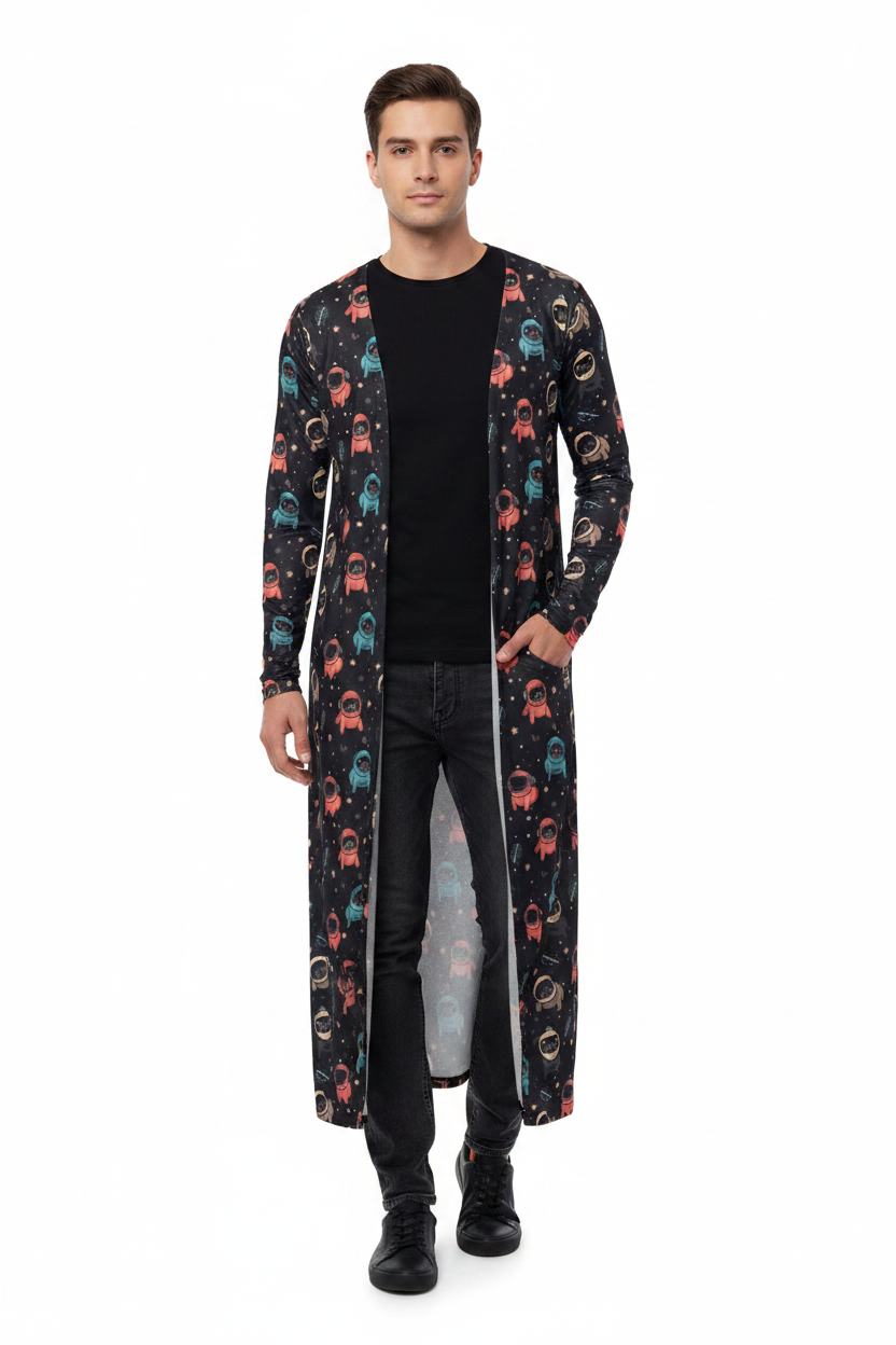Space Pug Duster Cardigan Dress