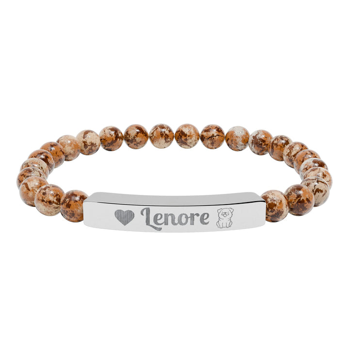 Personalized Natural Stone Bar Pug Bracelet