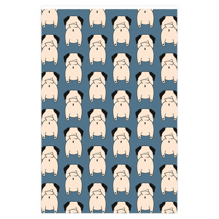 Glossy Economical Pug Butt Wrapping Paper in two sizes