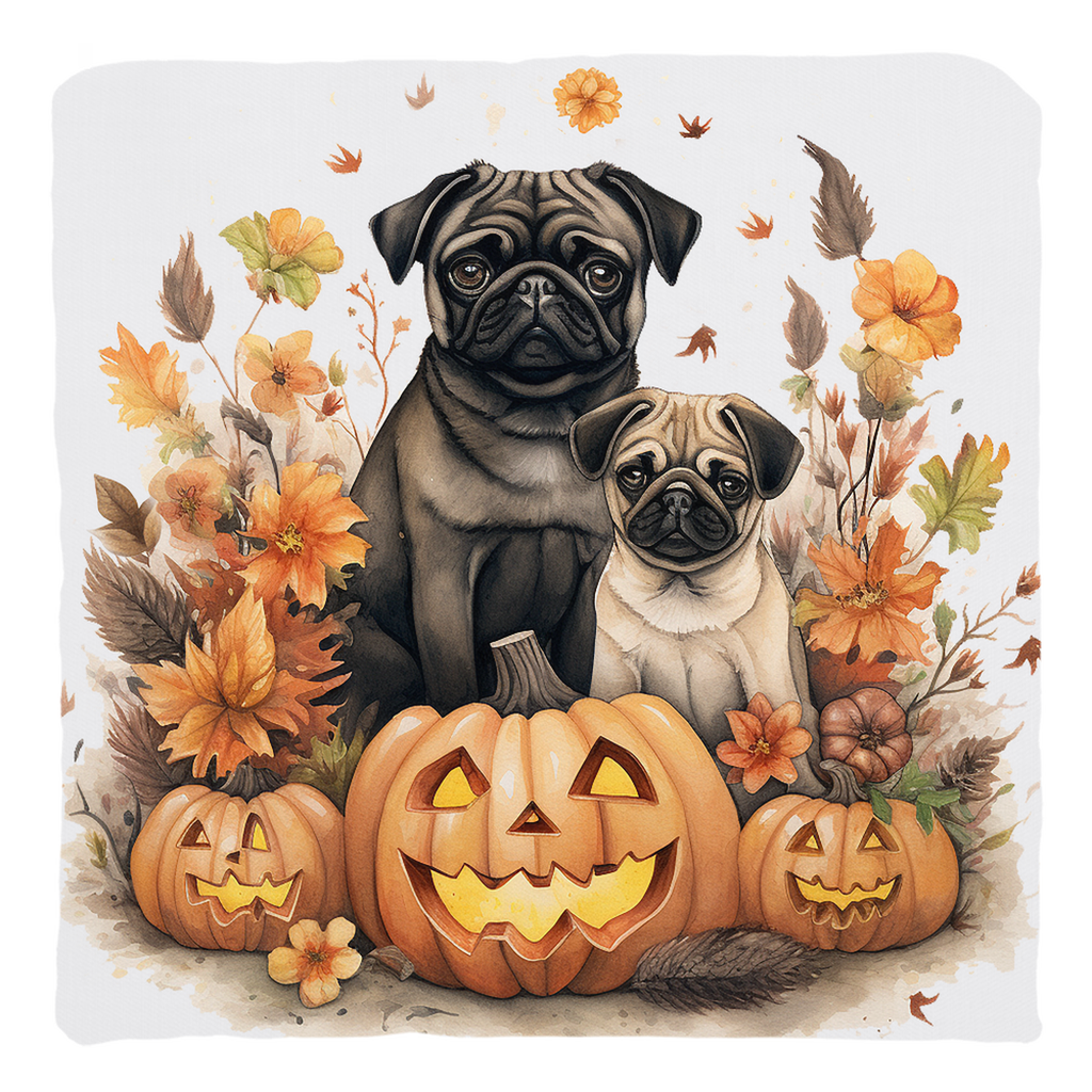 Pugs 'n' Pumpkins Throw Pillows Pug Life