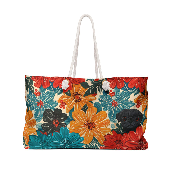 Colorful Aloha Pug Weekender Bag