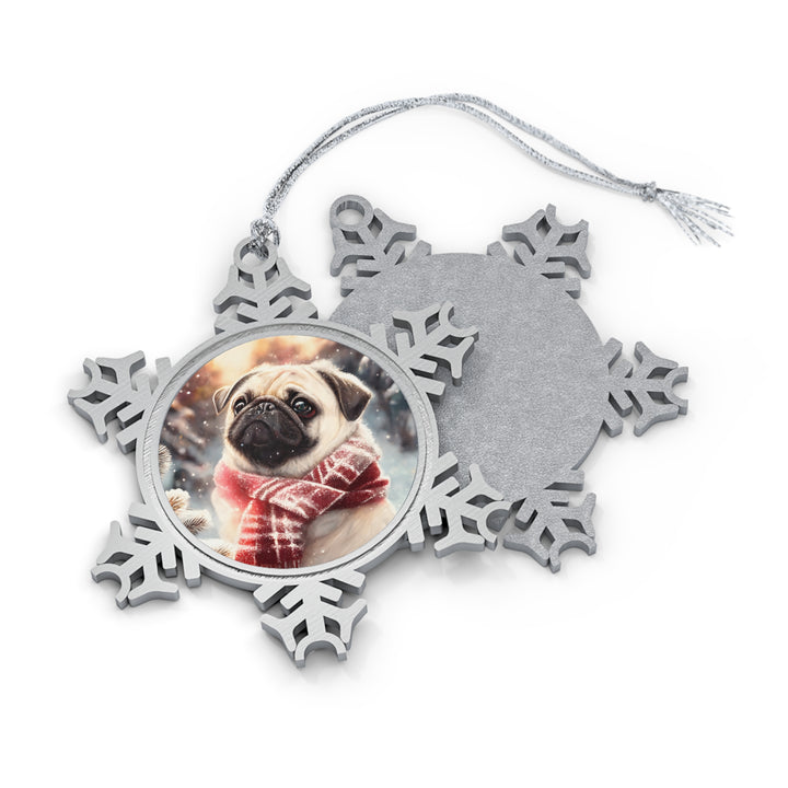 Snowflake Pug Pewter Ornament