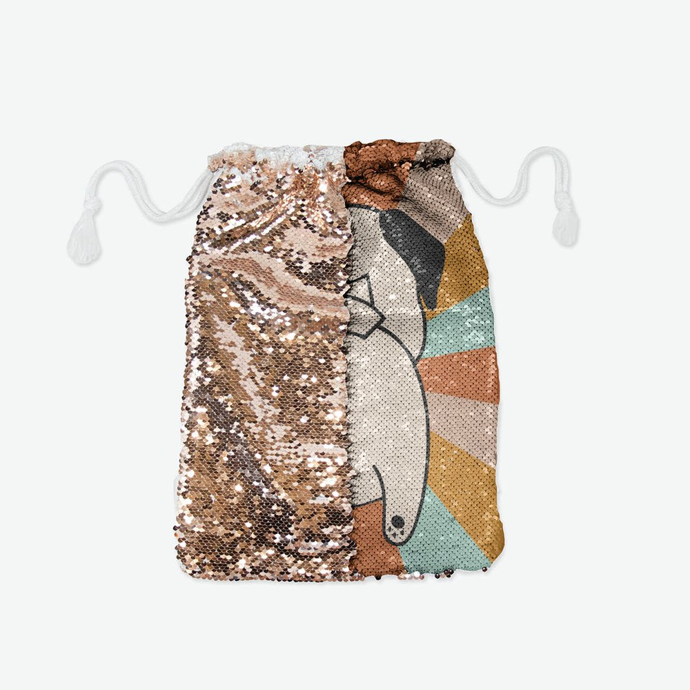 Burst of Pug Butt Sequin Reversible Drawstring Bag Pug Life