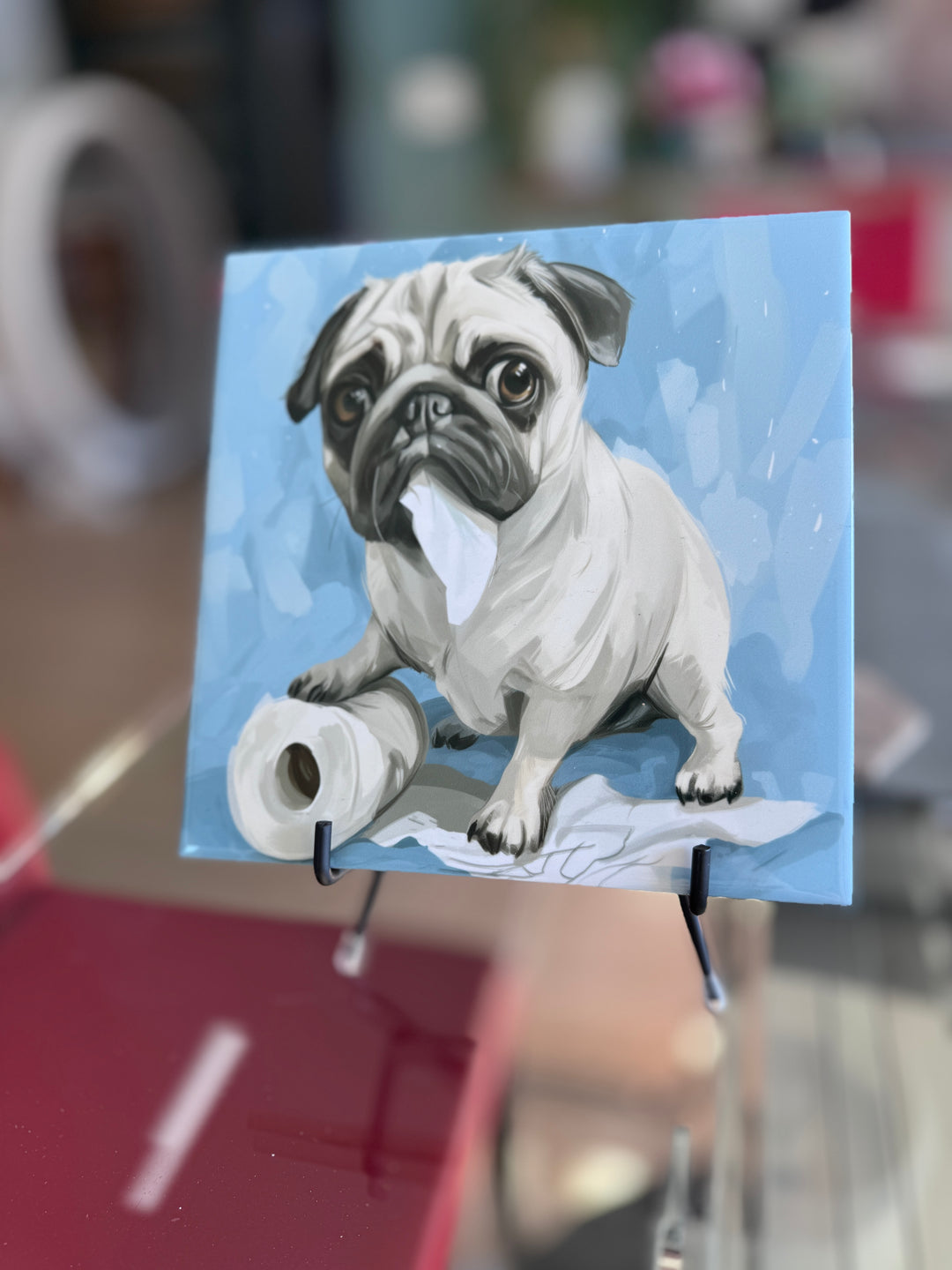 My Pug Ate the Toilet Paper Ceramic Tile with Stand