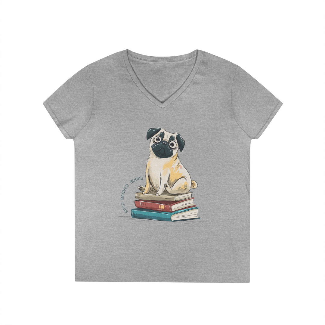 Pug Lover's "Read Banned Books" Women's V-Neck T-Shirt