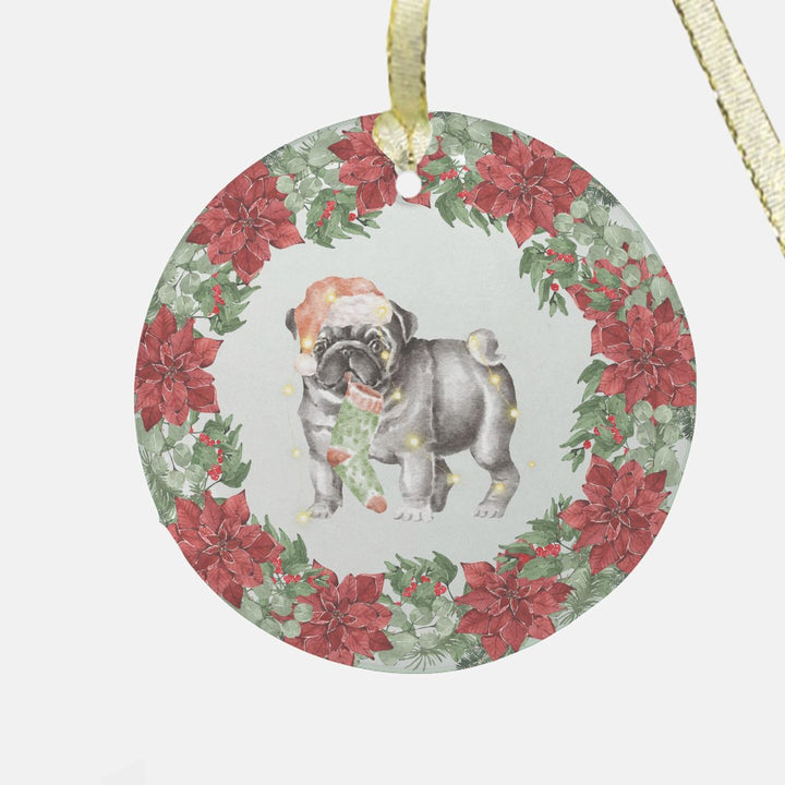 Christmas Black Pug Glass Ornament Pug Life