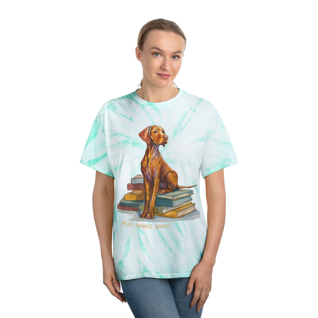 Vizsla Lover's "Read Banned Books" Tie-Die T-Shirt
