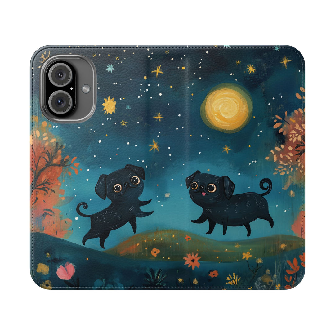 Pugs by Moonlight Flip Phone Cases