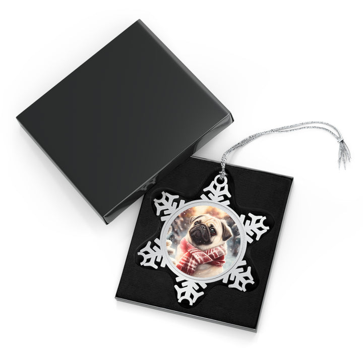Snowflake Pug Pewter Ornament