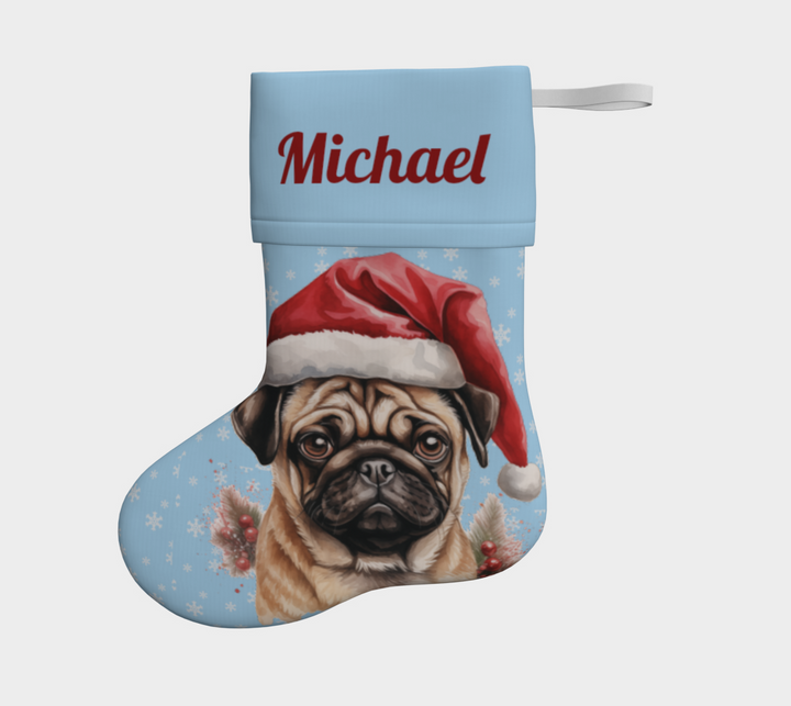 Santa Pug Personalized Stocking (Made in Canada)