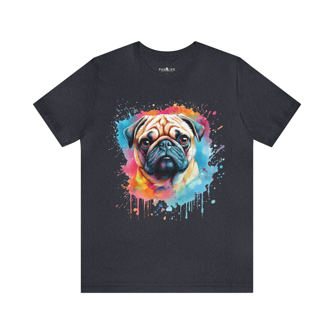 Pug Rainbow Splash Cotton Tee Shirt in Multiple Colors