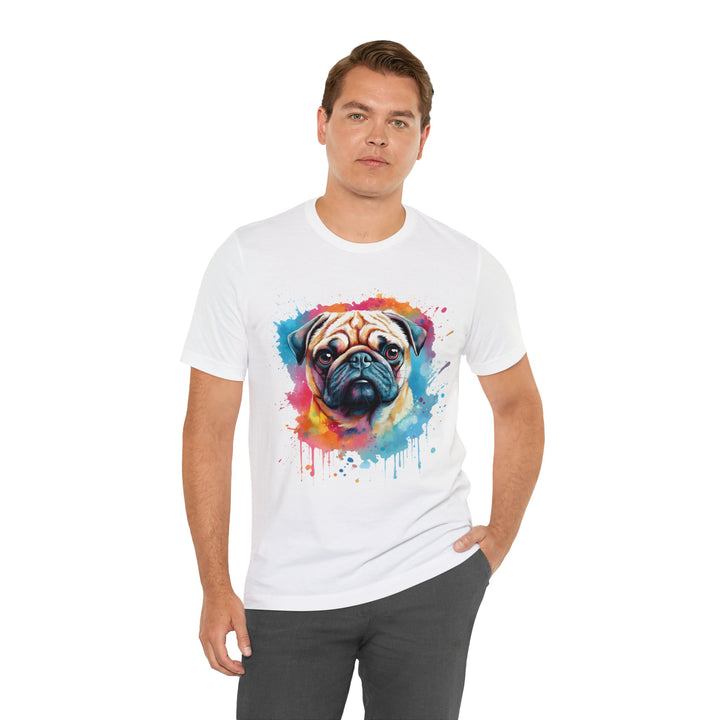 Pug Rainbow Splash Cotton Tee Shirt in Multiple Colors