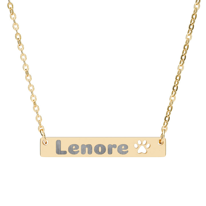 Personalized Cutout Paw Bar Necklace - Custom Engraved Pet Jewelry