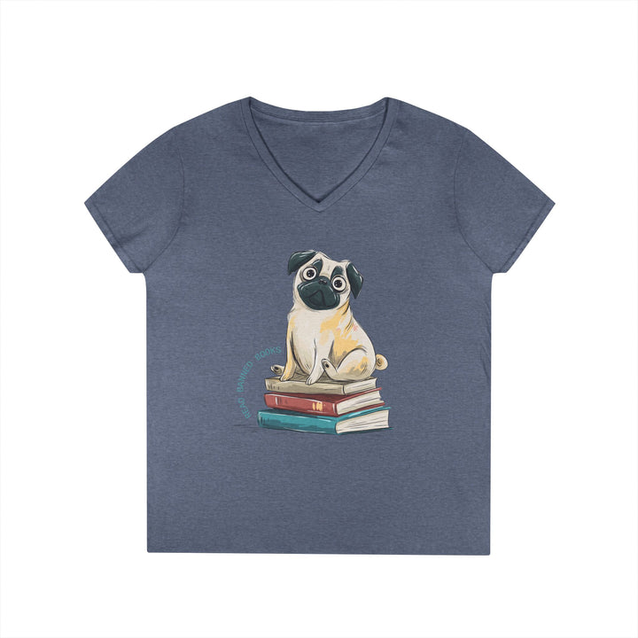 Pug Lover's "Read Banned Books" Women's V-Neck T-Shirt