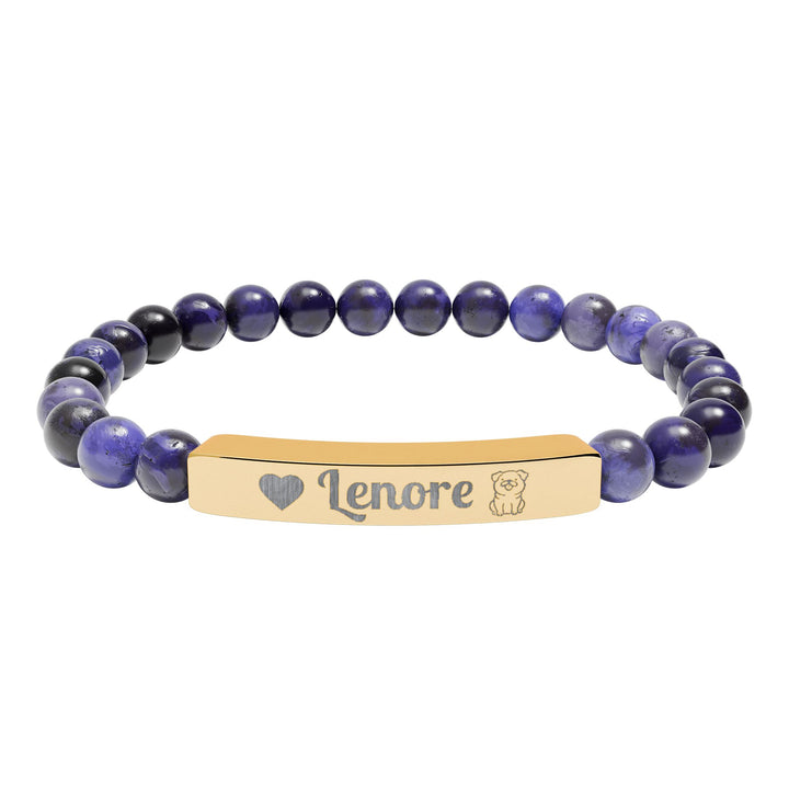 Personalized Natural Stone Bar Pug Bracelet