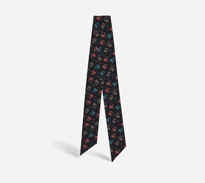 Space Pug Mulberry Silk Twilly