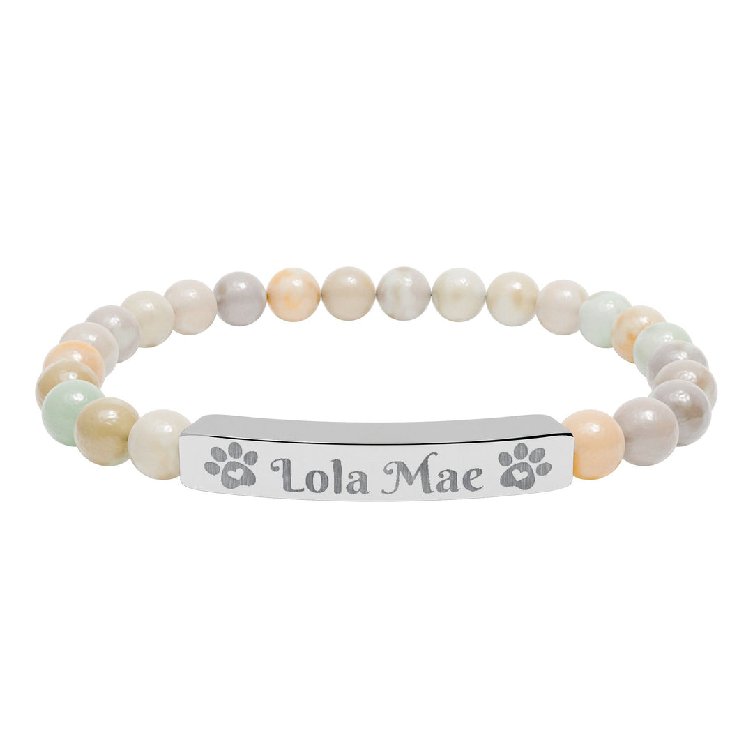 Personalized Natural Stone Bar Bracelet for Pet Lovers