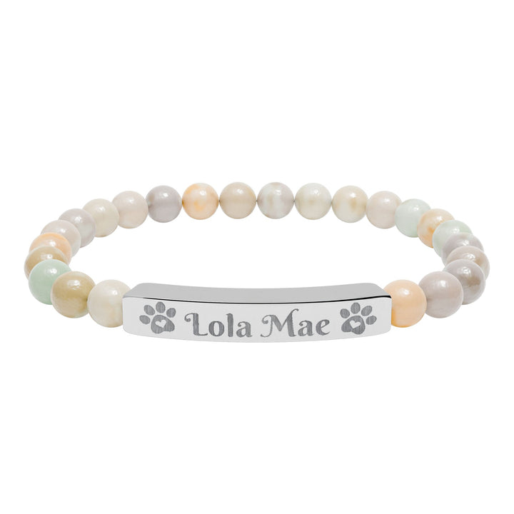Personalized Natural Stone Bar Bracelet for Pet Lovers