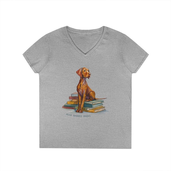Vizsla Lover's "Read Banned Books" Women's V-Neck T-Shirt