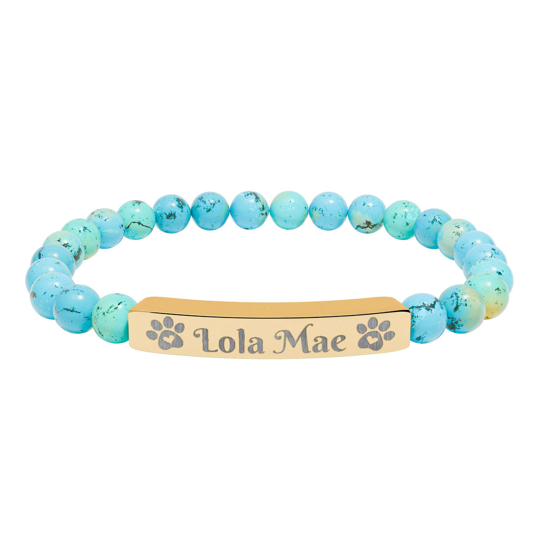 Personalized Natural Stone Bar Bracelet for Pet Lovers