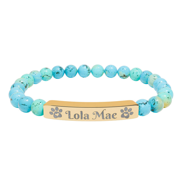 Personalized Natural Stone Bar Bracelet for Pet Lovers