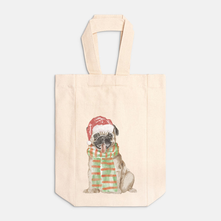 Christmas Pug Double Wine Tote