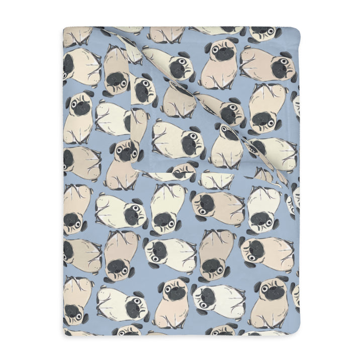 One Eyed Pug Velveteen Blanket